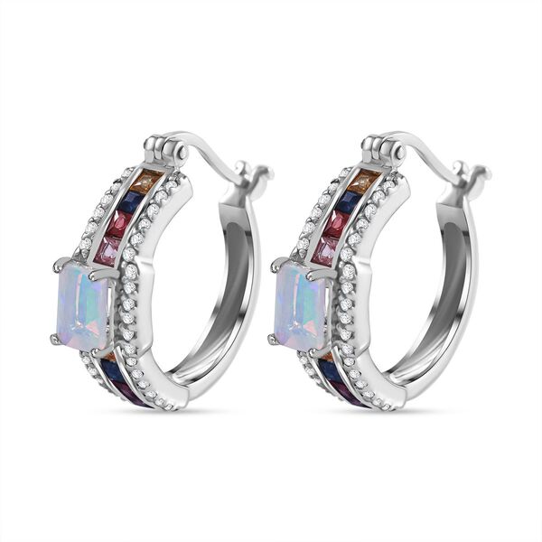 AA äthiopische Welo Opal, mehrfarbige Saphir und Zirkon-Ohrringe - 2,14 ct. image number 2