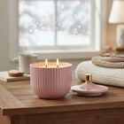 Duftkerze im Glas mit Deckel, Luxusglas-Design, Amber und Pfingstrose, Rosa