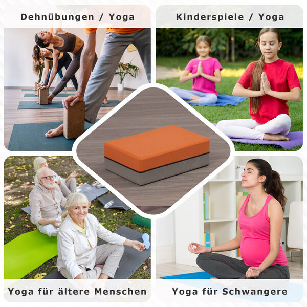 Yoga Block aus Eva-Schaum, Orange-Grau image number 5