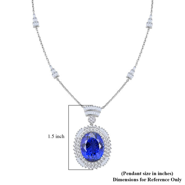 Chairman's Vault Collection - zertifiziert und gepr&uuml;ft RHAPSODY AAAA Tansanit und VS-EF Diamant 45cm Anh&auml;nger-Halskette in 950 Platin - 35,06 ct. image number 5