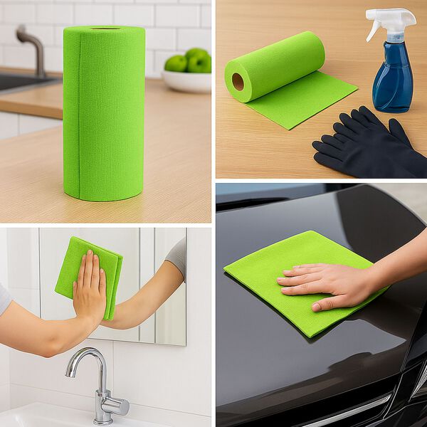 Abreißbare Mikrofaser Reinigungstuchrolle, 30 Tücher/Rolle, grün image number 3