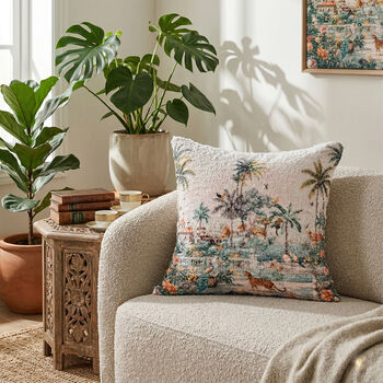 poly cortton woven digital flower printed rubbed cushion cover Size-45x45 cms Color- Multi