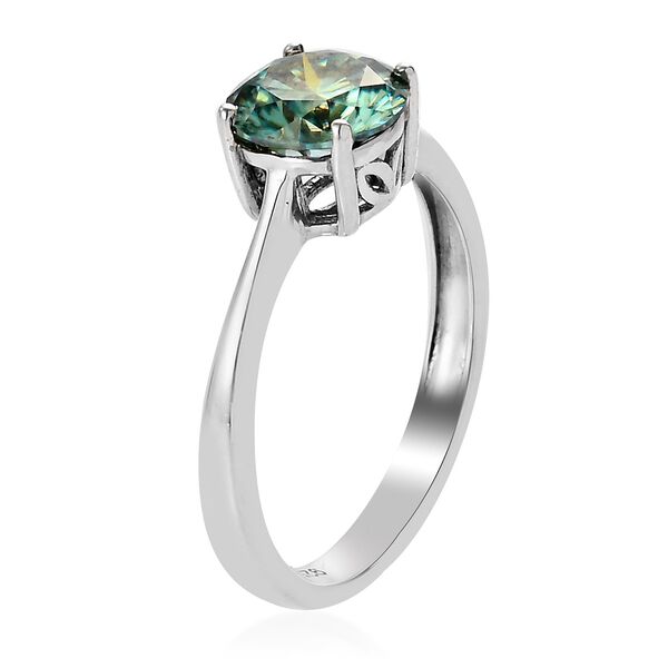 Grüner Moissanit Solitär Ring 925 Silber Platin-Überzug image number 5