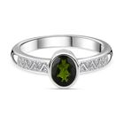 Nat&uuml;rlicher Chromdiopsid, Wei&szlig;er Zirkon Ring 925 Silber platiniert (Gr&ouml;&szlig;e 17.00) ca. 0,90 ct