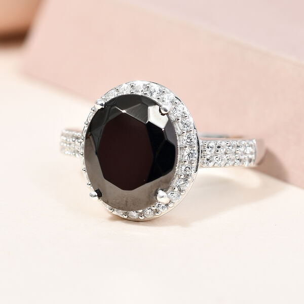 Elite Shungit und Zirkon Ring 925 Silber platiniert  ca. 2,82 ct image number 2