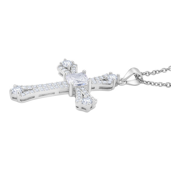 Wei&szlig;er Zirkonia Schmuckset ca. 50 cm Nickelfreies Messing rhodiniert und Edelstahl image number 3