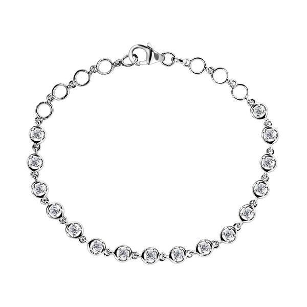 Moissanit Armband, ca. 19 cm, 925 Silber platiniert ca. 1.14 ct