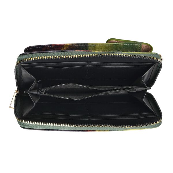 PU Handytasche mit RFID-Schutz, 20x11x2cm, Grün und braun mit Mona-Lisa-Muster image number 6