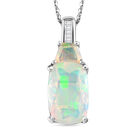 Nat&uuml;rlicher, &auml;thiopischer Welo Opal Anh&auml;nger mit Kette, 925 Silber platiniert ca. 2.71 ct