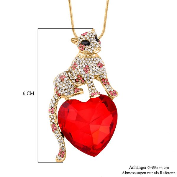 Roter Kristall Anhänger mit Kette, goldfarben image number 6