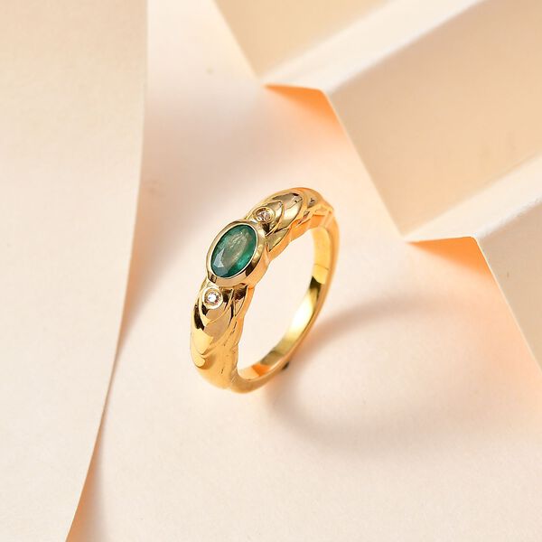 Kagem sambischer Smaragd und Zirkon Ring - 0,52 ct. image number 2