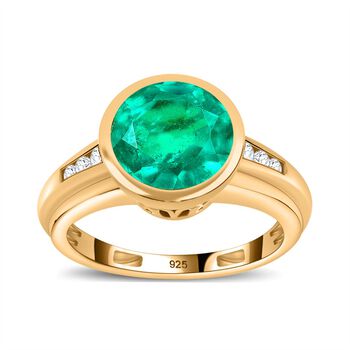 Smaragd Triplett Quarz und Zirkon Ring - 3,49 ct.