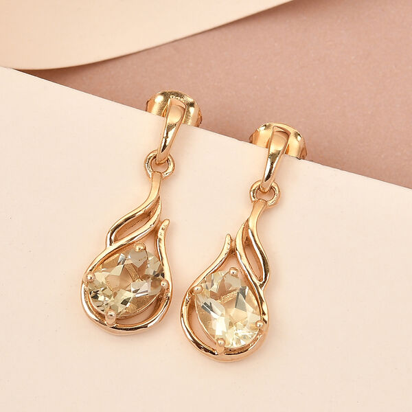 Ouro Verde-Quarz Ohrringe, 925 Silber vergoldet ca. 2,25 ct image number 2