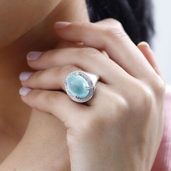AA Larimar und Zirkon Ring - 10,40 ct.