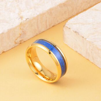 Simulierter Opal Ring, Edelstahl vergoldet, ca. 1.00 ct