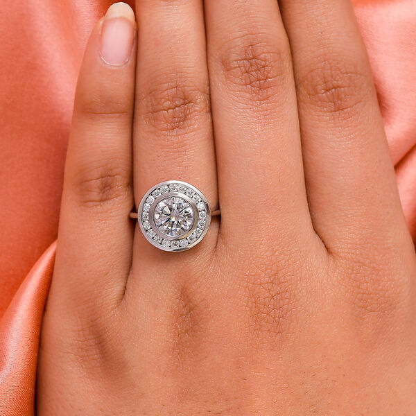 88 Facetten Moissanit-Ring, 925 Silber platiniert  ca. 2,16 ct image number 3