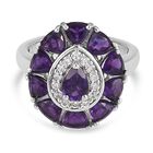 Lusaka Amethyst und Zirkon Ring 925 Silber Platin-Überzug image number 0