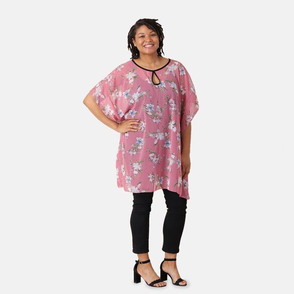 Chiffon Top, Blumenmuster, Einheitsgröße, rosa image number 2