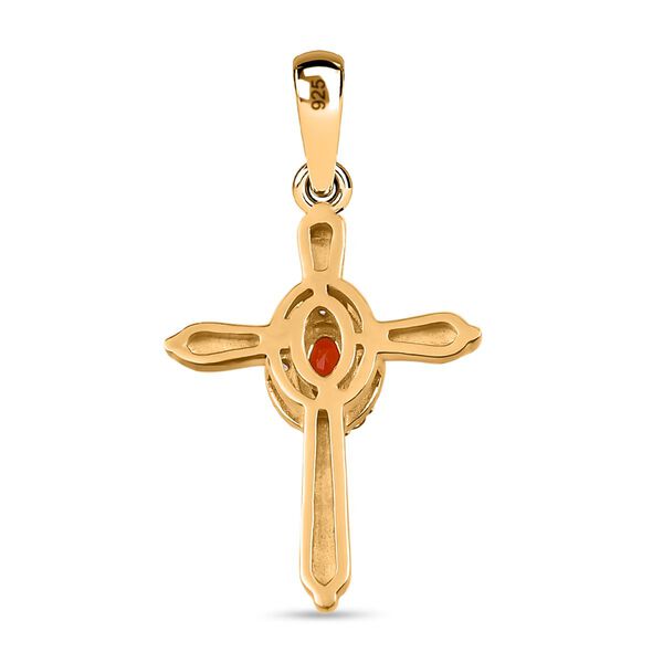 Mexikanischer Kirschfeuer-Opal und Zirkon-Anh&auml;nger - 0,28 ct. image number 5