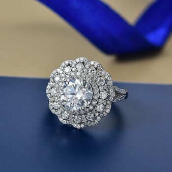 D'Joy Moissanit Ring 925 Silber rhodiniert (Gr&ouml;&szlig;e 18.00) ca. 4.71 ct
