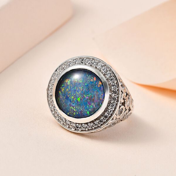 Boulder Opal and Zirkon Ring- 10,50 ct. image number 2