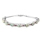 AA Natürlicher, äthiopischer Welo Opal, Afrikanischer Rubin (Fissure gefüllt) Armband ca. 19 cm 925 Silber rhodiniert ca. 3.63 ct