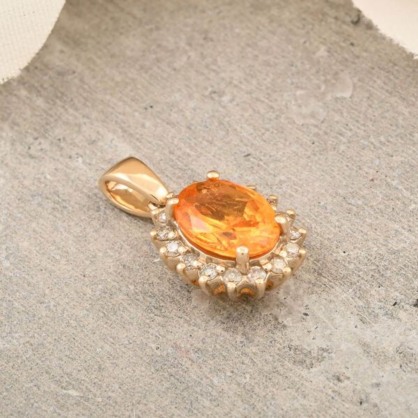 LUXORO zertifiziert und gepr&uuml;ft AAA Fanta Granat und Diamant Halo Anh&auml;nger in 417 Gold - 1,90 ct. image number 1