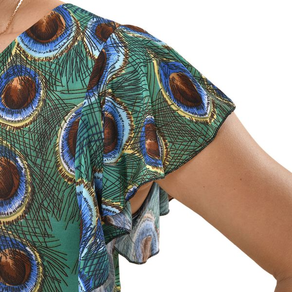 TAMSY - Maxi Kleid mit gesmokter Taille und Flatter&auml;rmel, One Size, gr&uuml;n image number 5