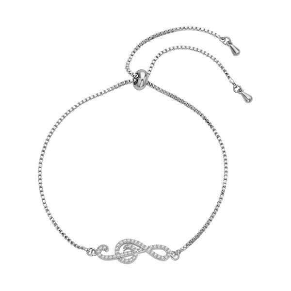 Wei&szlig;es Zirkonia Armband, ca. 15,25 cm, Messing