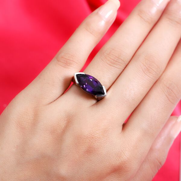 Marokkanischer Amethyst Ring 925 Silber Platin-Überzug image number 3