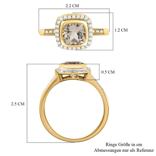 AAA Turkizit und wei&szlig;e Diamanten Halo-Ring in 585 Gold image number 7