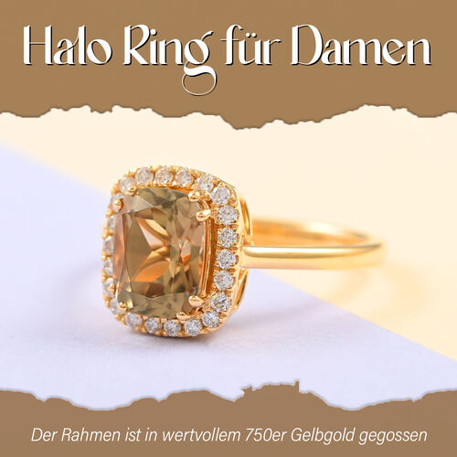 ILIANA AAA Turkizit und SI GH Diamant-Ring in 750 Gelbgold - 2,65 ct. image number 1