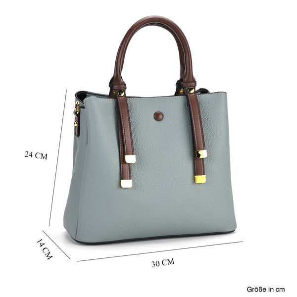 Vielseitige Umhängetasche aus echtem Leder mit abnehmbarem Schulterriemen, 30x14x24 cm, Blau image number 9