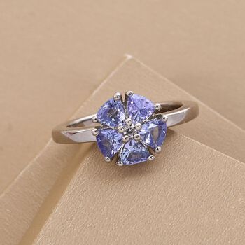 Tansanit und Zirkon Ring - 0,98 ct.