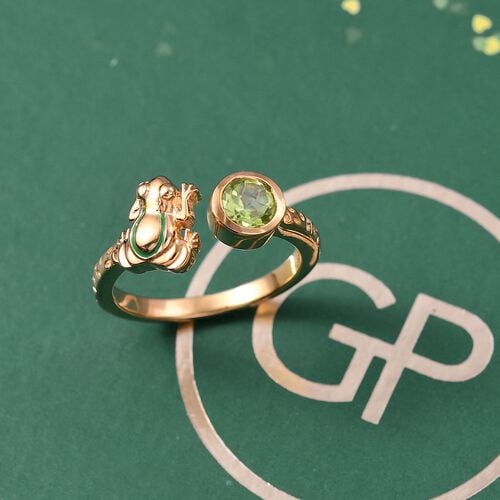 AA Peridot, Kanchanaburi Blauer Saphir Ring 925 Silber 750 Gelb Vergoldet (Größe 17.00) ca. 0,58 ct image number 1