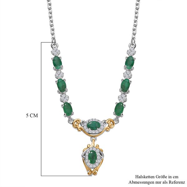 Kagem sambische Smaragd und Zirkon Halskette, 45 cm - 2,11 ct. image number 6