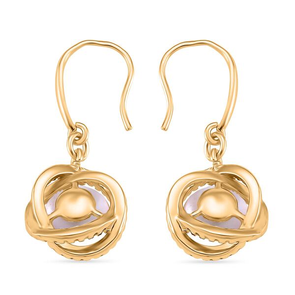 Lila Süßwasser Perle, Weißer Zirkonia Ohrringe Nickelfreies Messing Standard 9.00 ct image number 3