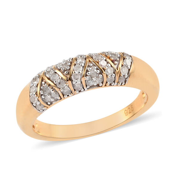 Diamant-Ring, 925 Silber Gelbgold Vermeil  ca. 0,25 ct image number 4