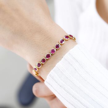 Afrikanischer Rubin (Fissure gef&uuml;llt) Armband ca. 20 cm 925 Silber Gelbgold Vermeil ca. 4.07 ct