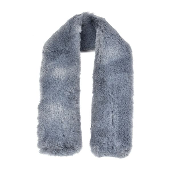 Damen Winterschal im Kreuzdesign aus Kunstfell, Blau image number 1