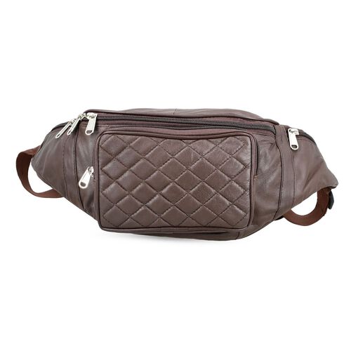 100% Echtleder-Gürteltasche in Stepp-Optik, 21,5x16,5 cm, Braun image number 0