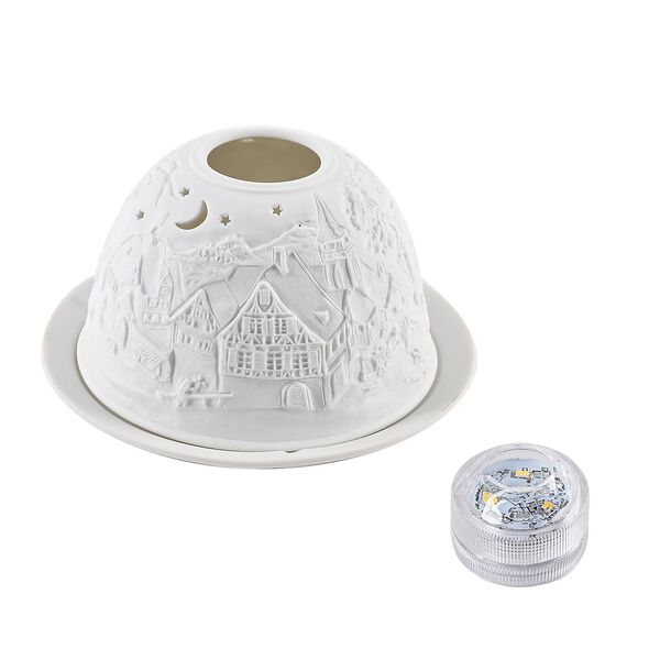 Weihnachts-Windlicht, unglasiertes, wei&szlig;es Porzellan mit LED, 10 cm, wei&szlig;e Weihnachten image number 4