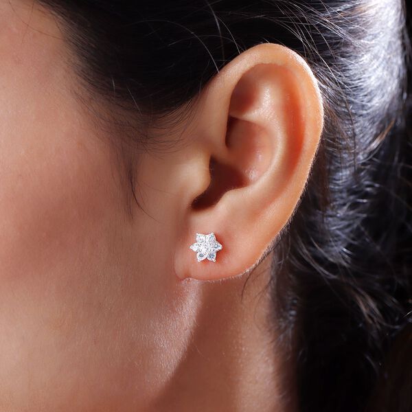 Weiße Zirkon-Ohrringe, 925 Silber ca. 0,98 ct image number 3