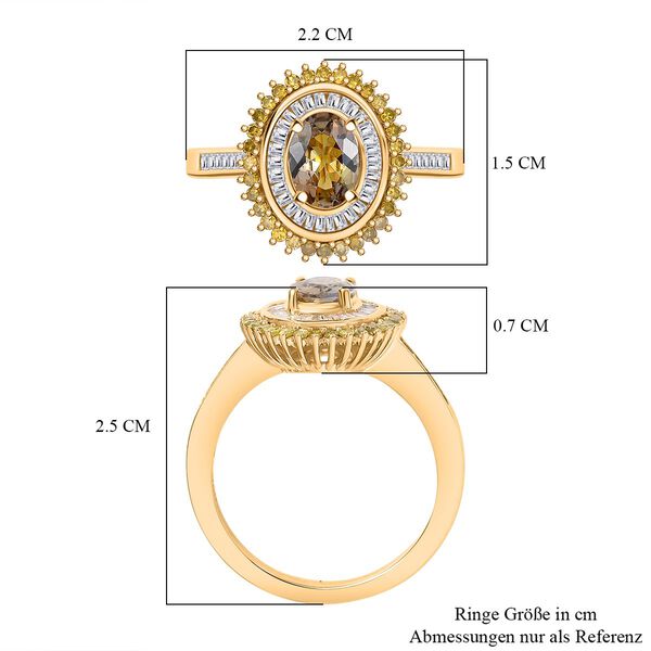 AA Natürlicher goldener Tansanit, gelber und weißer Diamant-Ring - 1,13 ct. image number 5