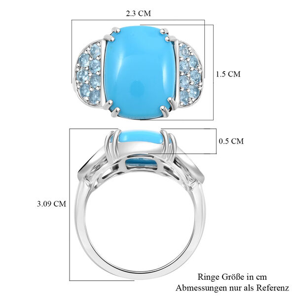 LUXORO zertifiziert und gepr&uuml;ft AAA Sleeping Beauty T&uuml;rkis und Santamaria Aquamarin Ring in 417 Wei&szlig;gold - 8,50 ct. image number 6