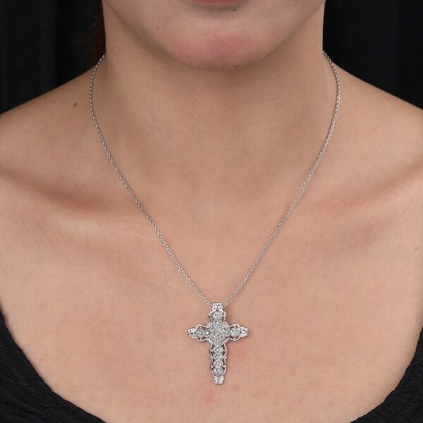 LUSTRO STELLA Österreichischer weißer Kristall Anhänger Messing image number 2