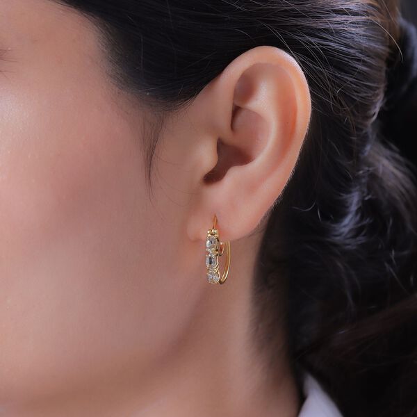 AAA Turkizit-Creolen, 925 Silber Gelbgold Vermeil ca. 1.60 ct image number 3