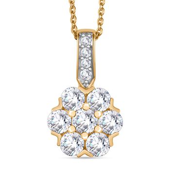 Moissanit Anh&auml;nger mit 50cm Kette, 925 Silber vergoldet - 1,51 ct.