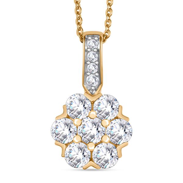 Moissanit Anh&auml;nger mit 50cm Kette, 925 Silber vergoldet - 1,51 ct.