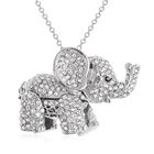 Kristall Elefant-Anhänger mit Kette, ca. 60 cm, Silberfarben